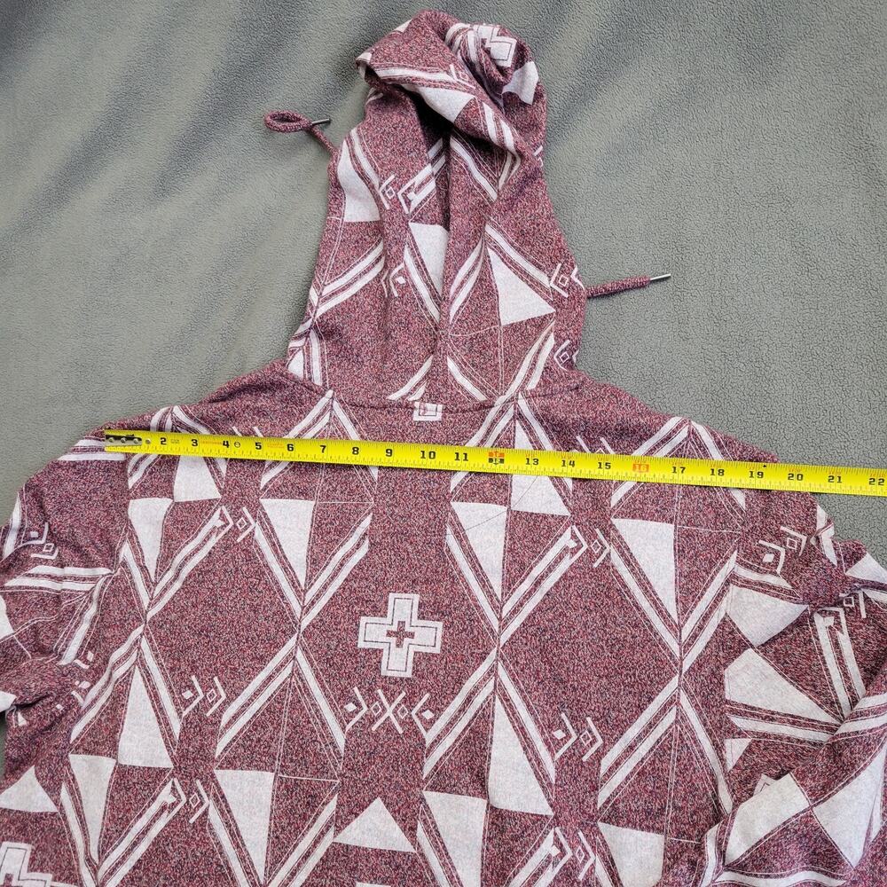 ON THE BYAS Hoodie Mens XL Red Aztec Pattern Skater Punk Beach Chill Cotton - Picture 11 of 16